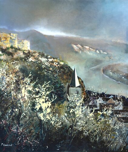 Mist on the river Meuse in Belgium di Pol Ledent, Pittura in vendita su Singulart