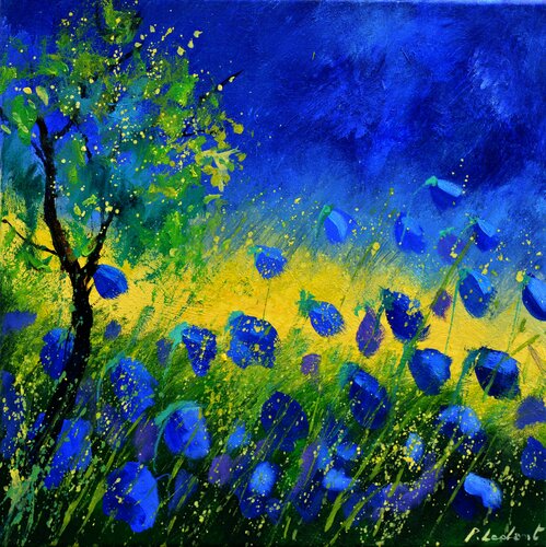 Blue wild flowers di Pol Ledent, Pittura in vendita su Singulart