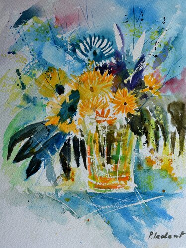 Nature morte - dahlias di Pol Ledent, Opera su carta in vendita su Singulart