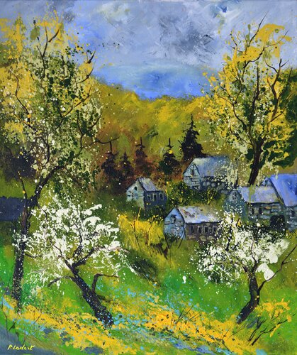 Village in spring 6771 von Pol Ledent, Malerei kaufen auf Singulart
