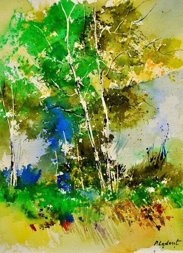 Green trees -watercolor 111061 by Pol Ledent, Work on Paper for Sale on Singulart