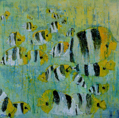 Tropical fish di Pol Ledent, Pittura in vendita su Singulart