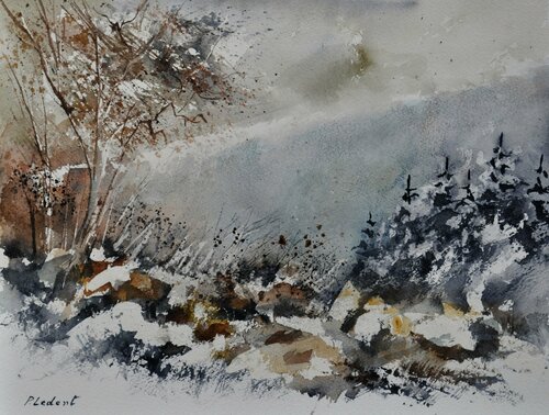 A few rocks - watercolor 011120 van Pol Ledent, Werk op papier te koop op Singulart