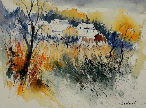 A quiet village - watercolor 011071 Pol Ledent