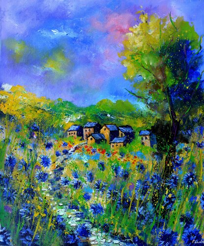 Amid cornflowers - 672020 van Pol Ledent, Schilderij te koop op Singulart