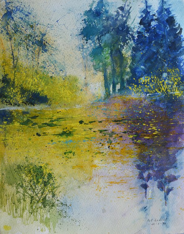 Etang jaune -  aquarelle Pol Ledent
