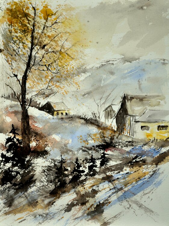 Winter -watercolor 213013 Pol Ledent