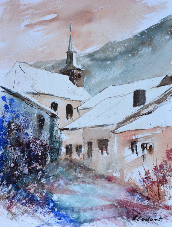 Old belgian village  - watercolor Pol Ledent