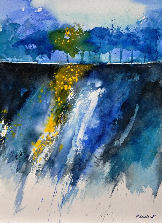 Blue trees    aquarelle 119001 Pol Ledent