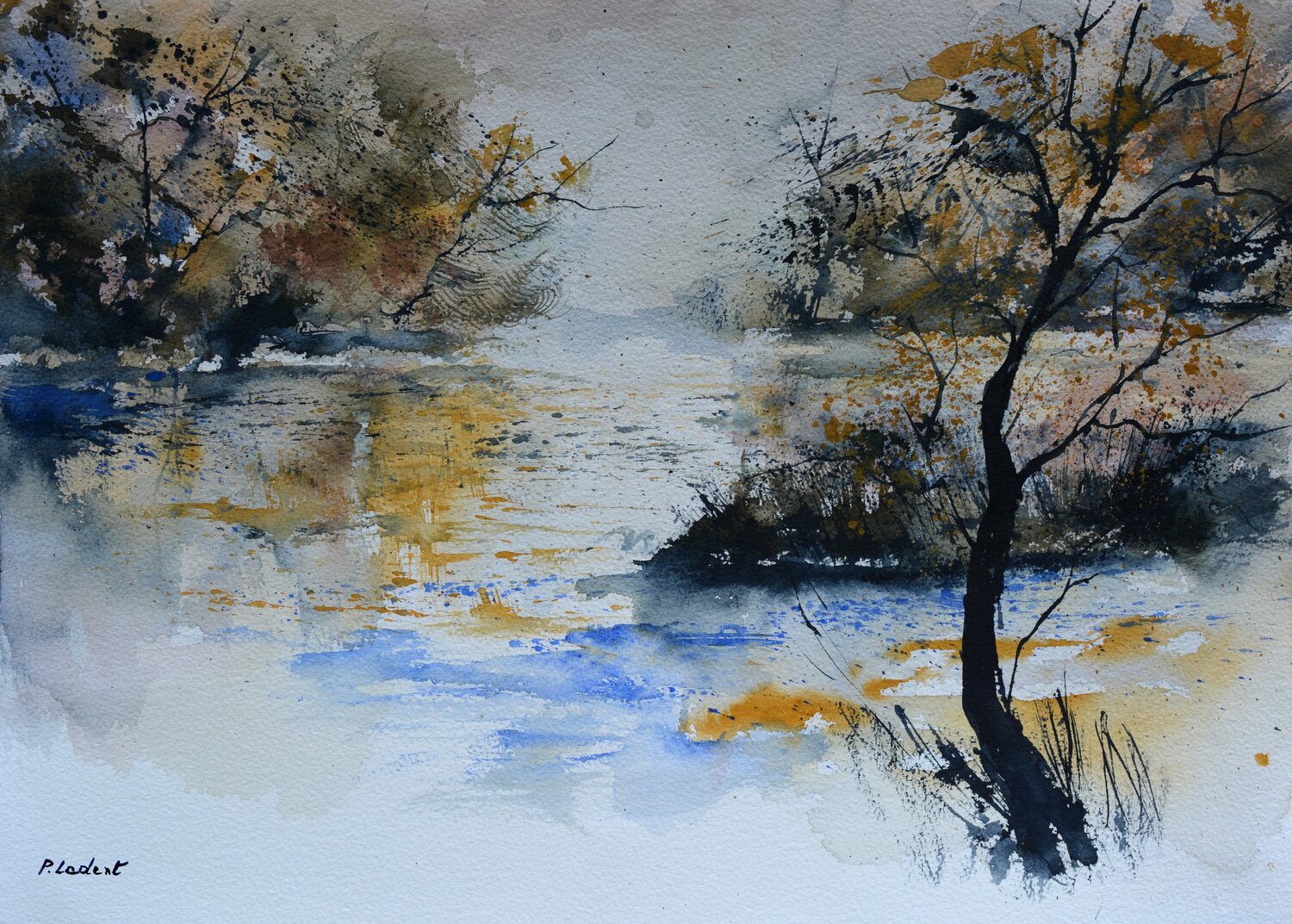 Peaceful waters - aquarelle Pol Ledent