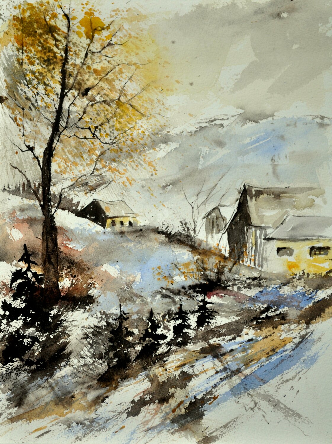 Winter -watercolor 213013 Pol Ledent