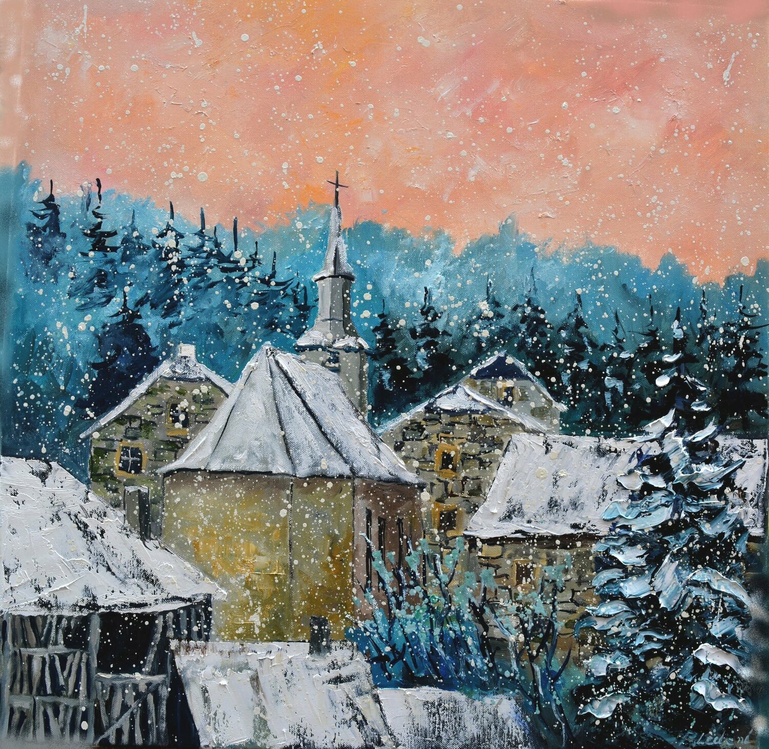 Snow in Laforêt  Belgian village Pol Ledent