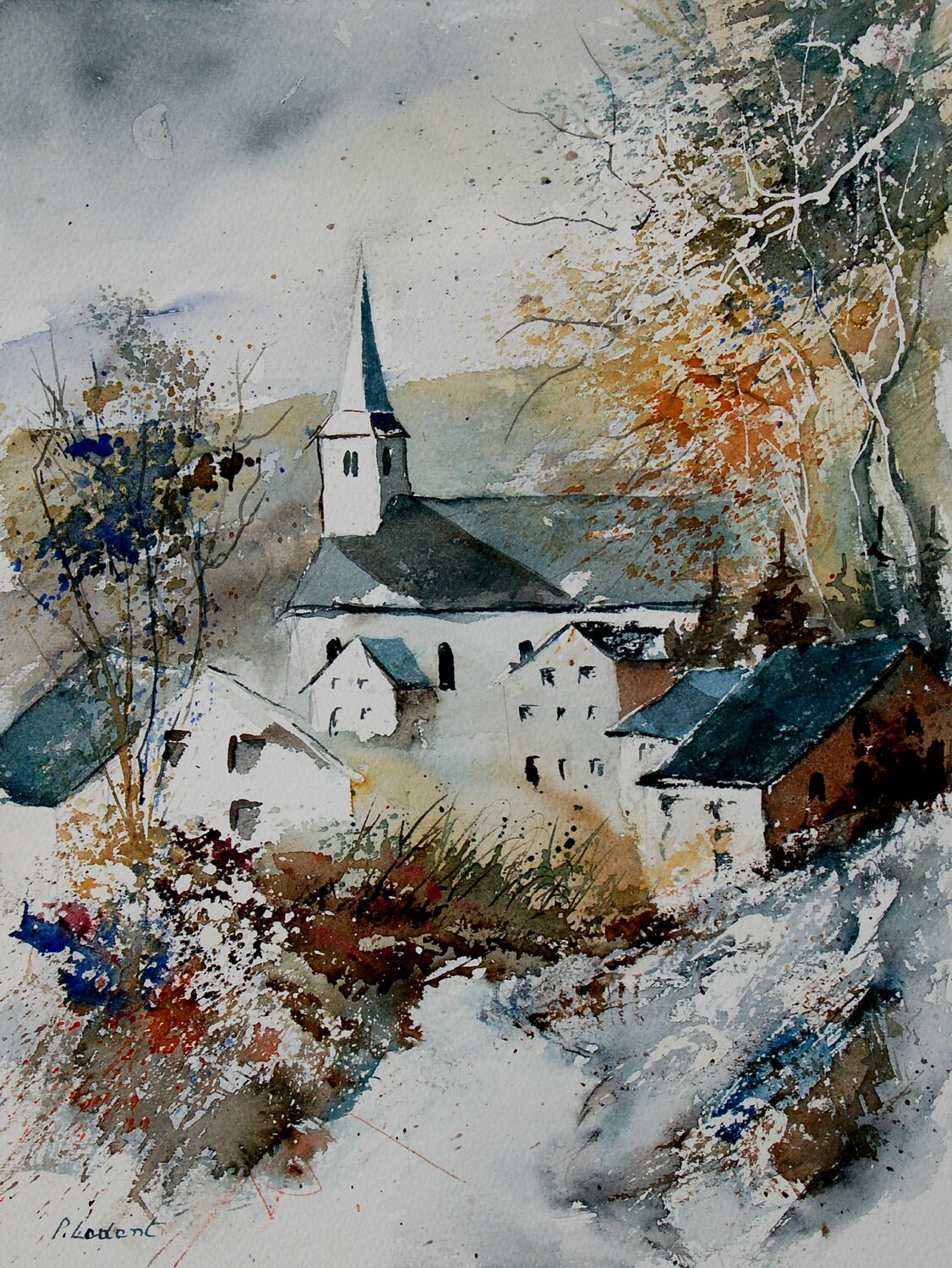 My village    -watercolor Pol Ledent