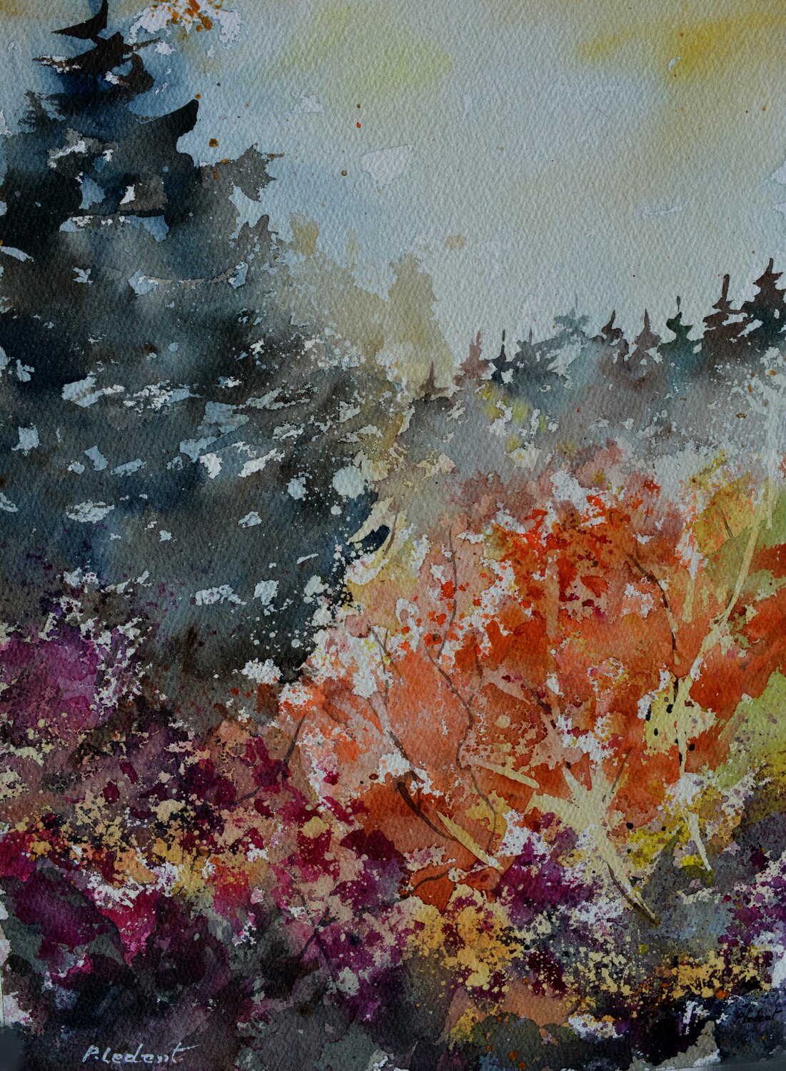 Autumn  -watercolor Pol Ledent
