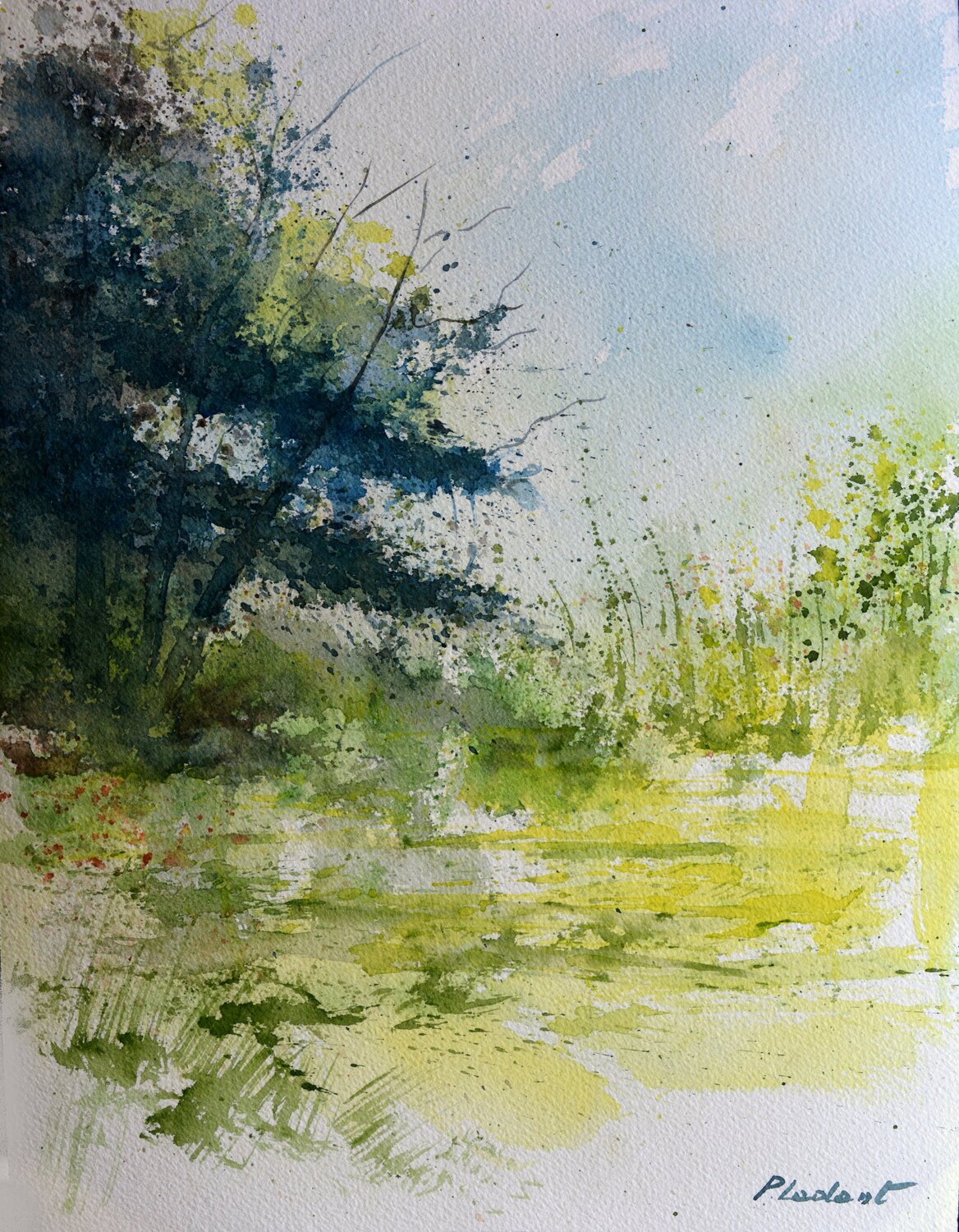 In the green - watercolor Pol Ledent