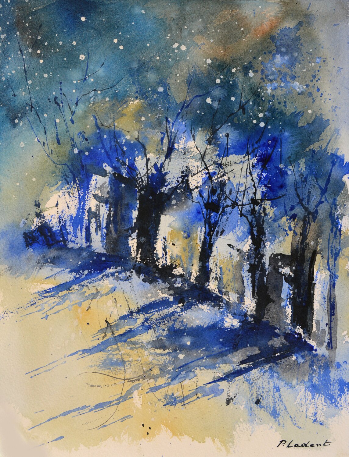 Blue shadows - watercolor Pol Ledent