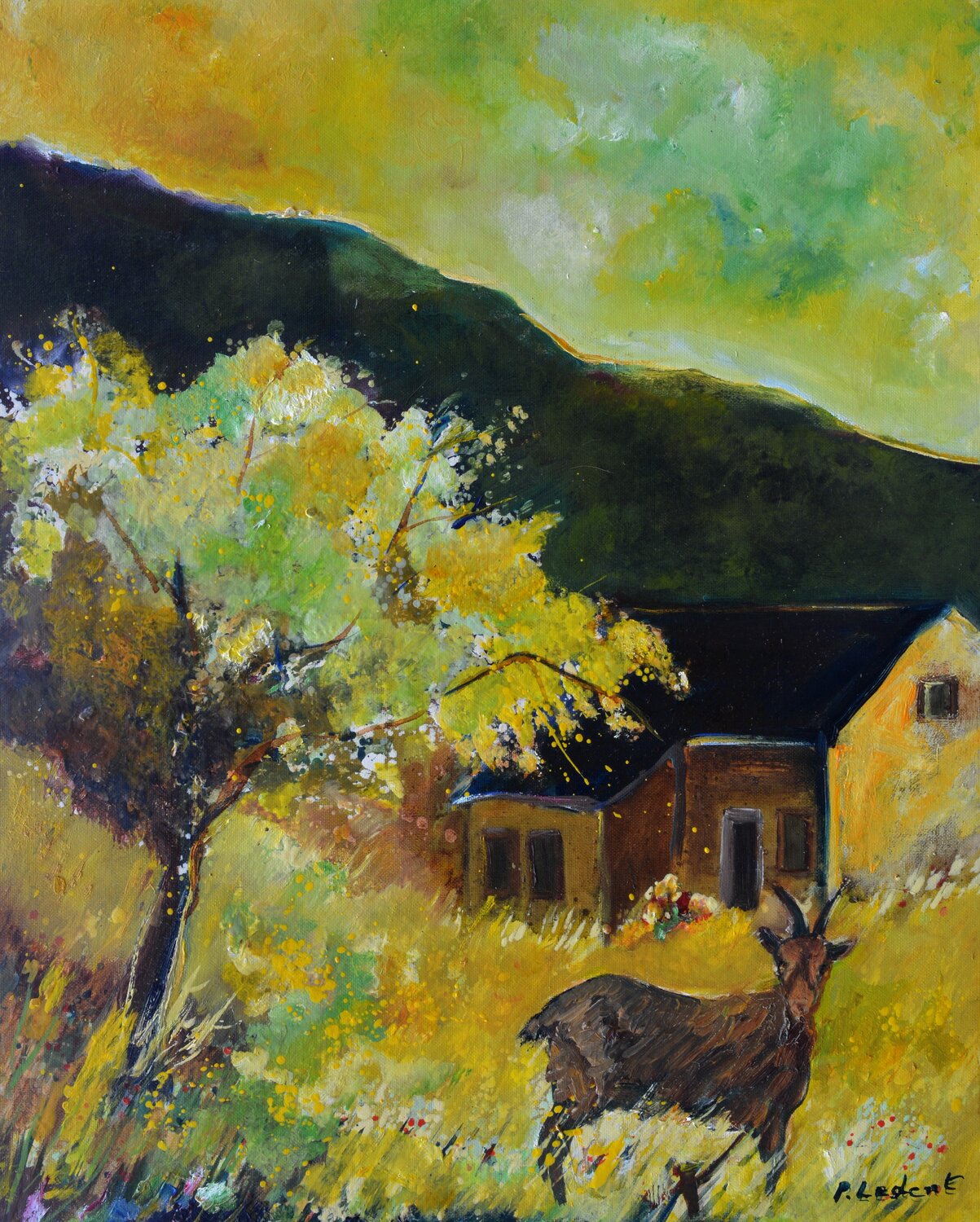 La chèvre de Monsieur Seguin Pol Ledent Originalgemälde zu verkaufen