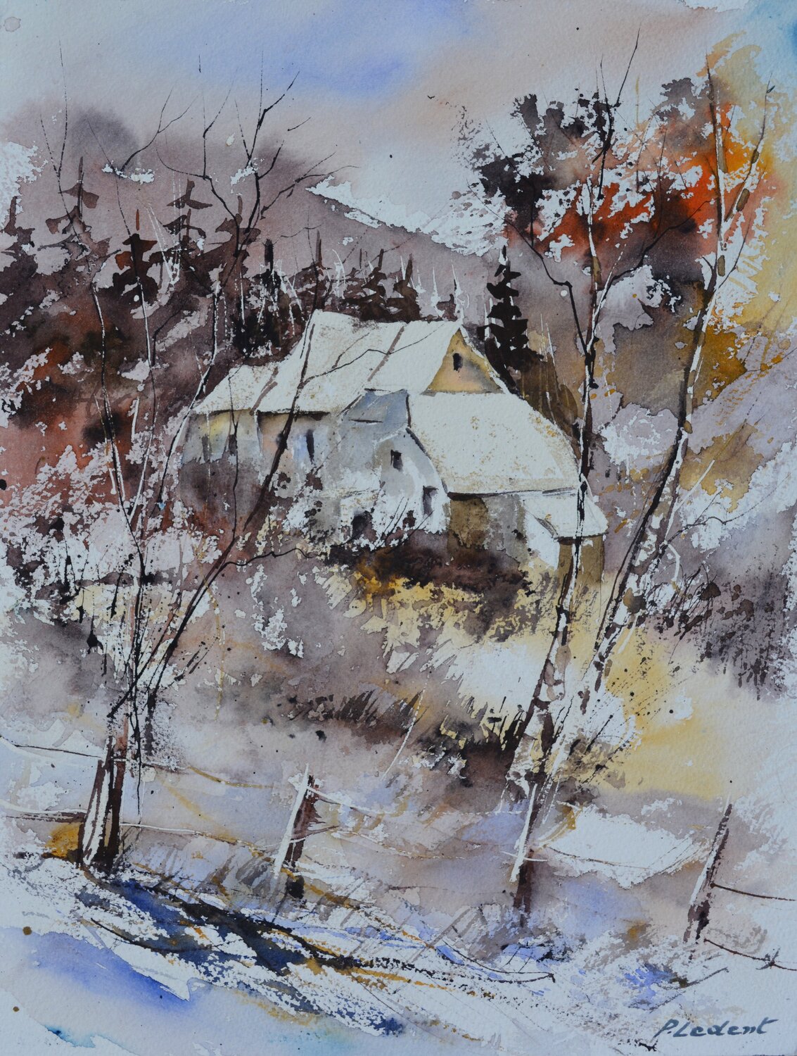 Autumn in Houroy  - watercolor Pol Ledent