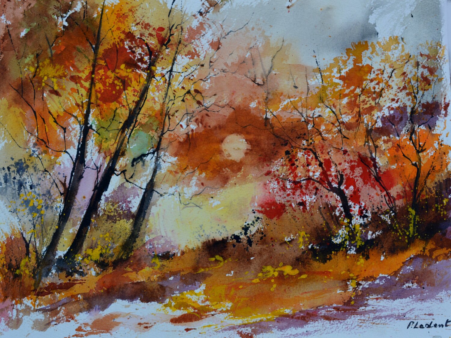Sunset     -watercolor Pol Ledent