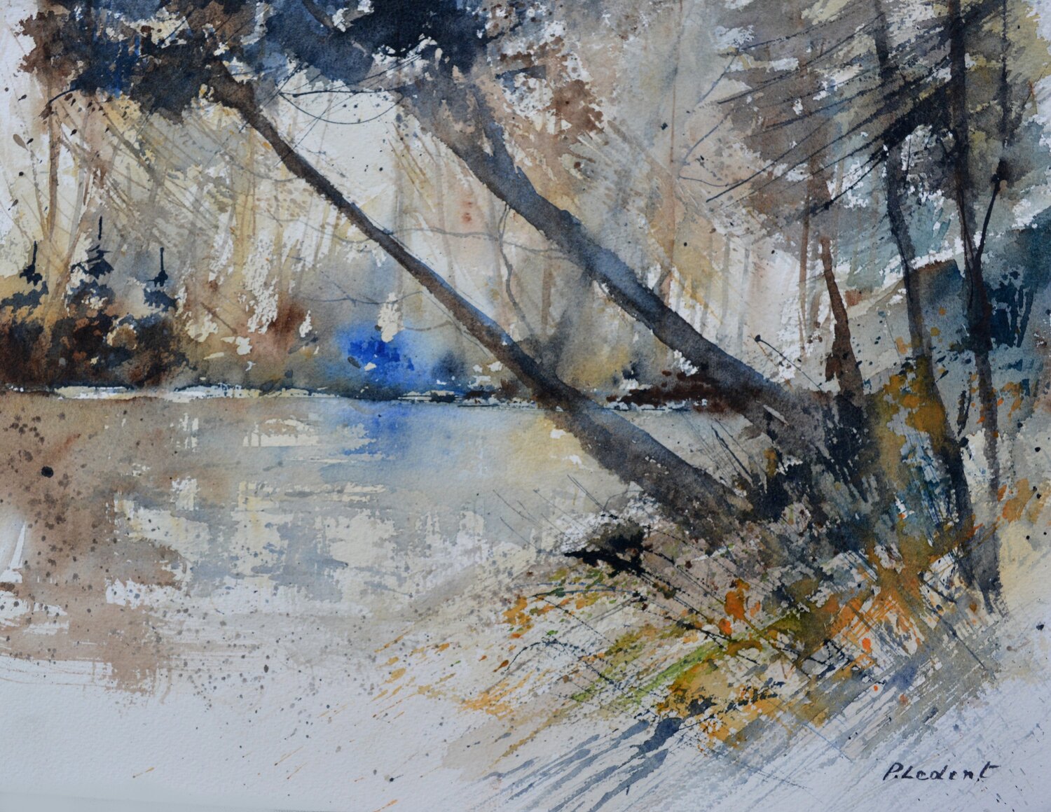 By the river     -watercolor Pol Ledent