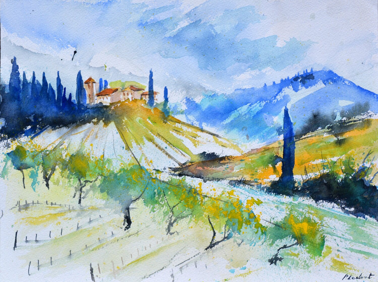Tuscany- watercolor Pol Ledent