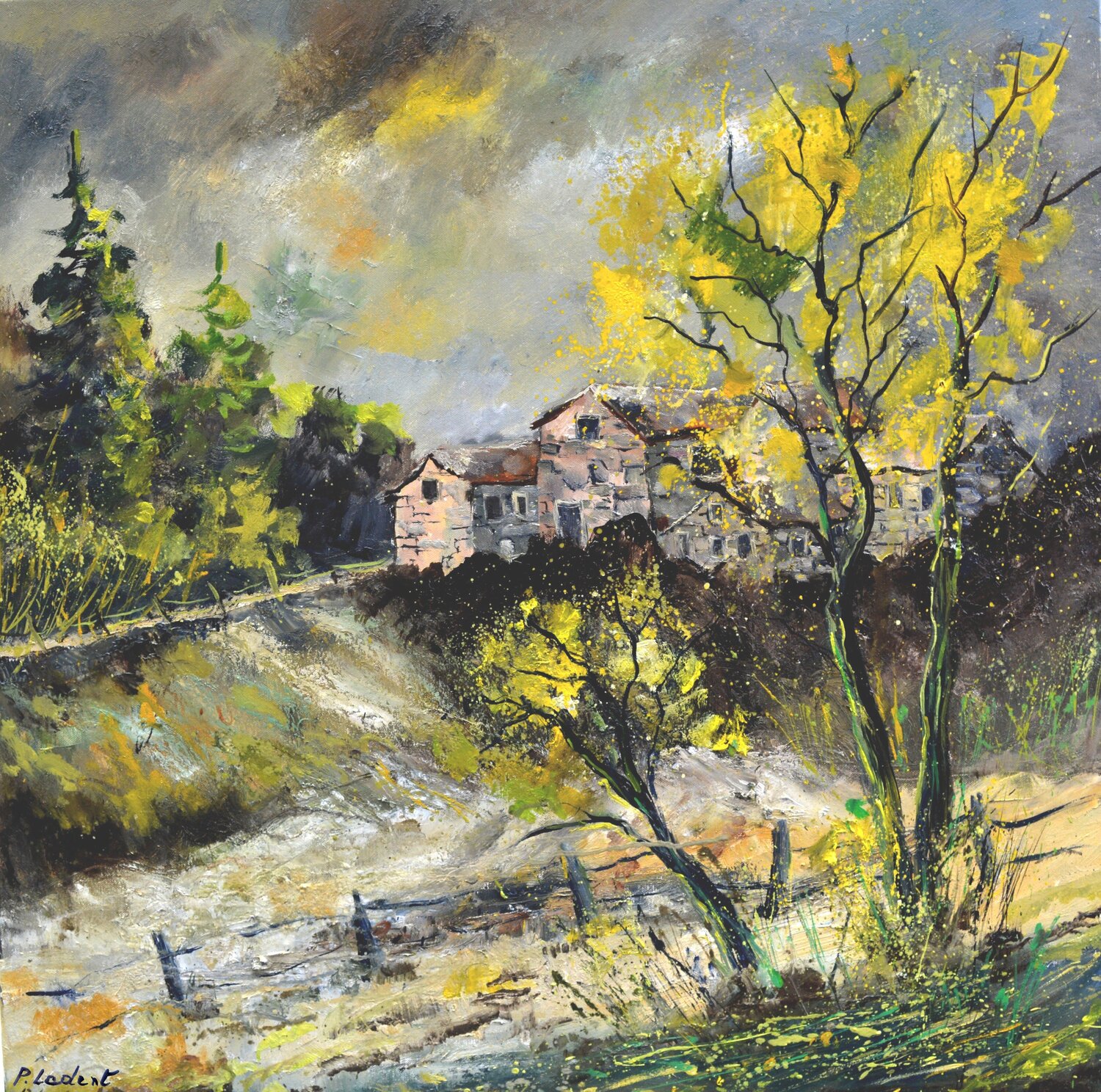 A few typical houses in my country Pol Ledent Originalgemälde zu verkaufen