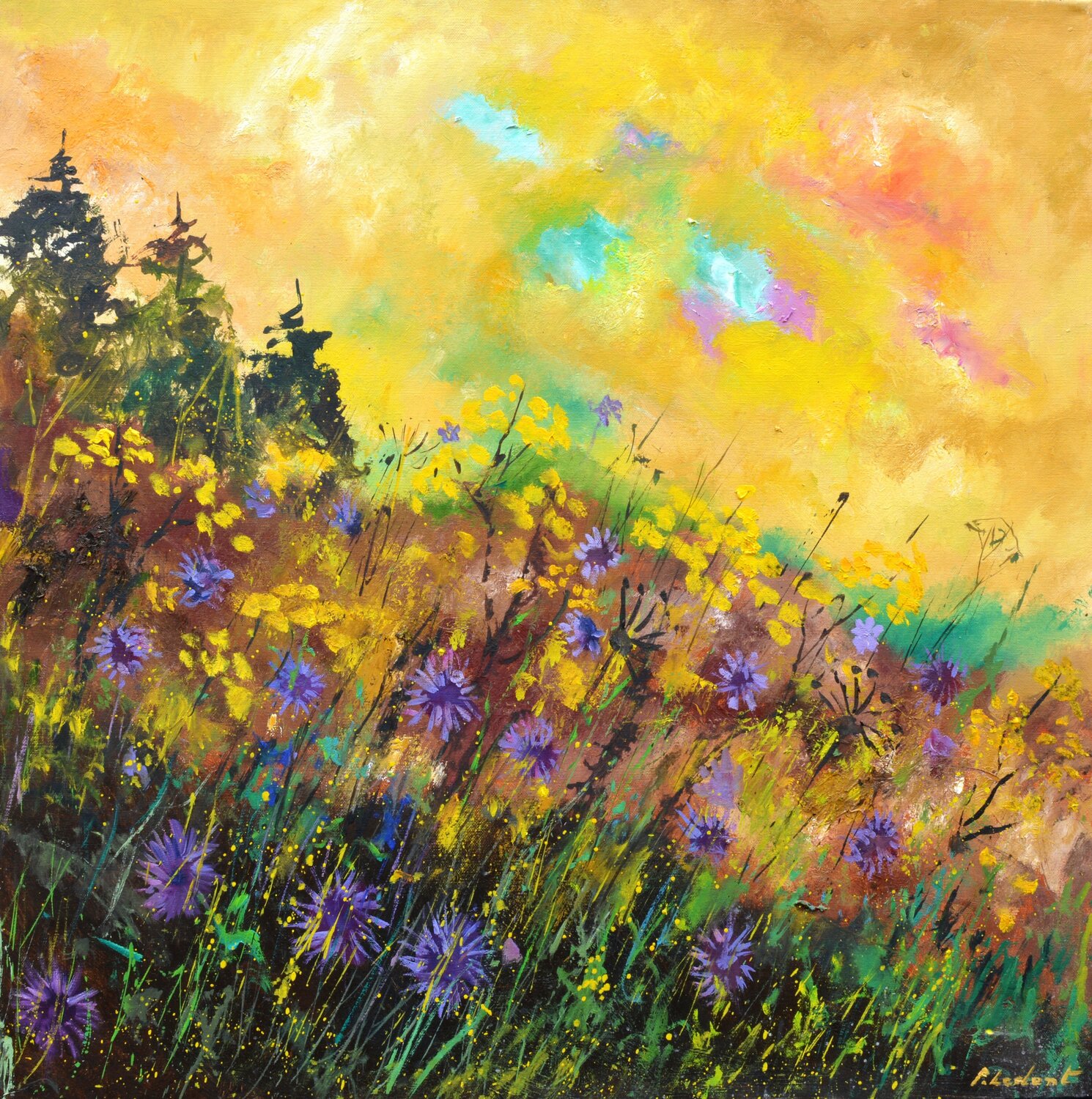 Cornflowers at dusk 77 Pol Ledent