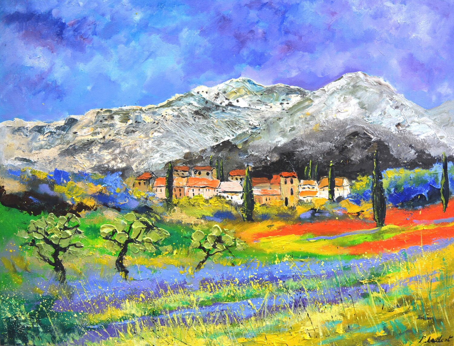 Provence lavender and poppies - 9724 Pol Ledent