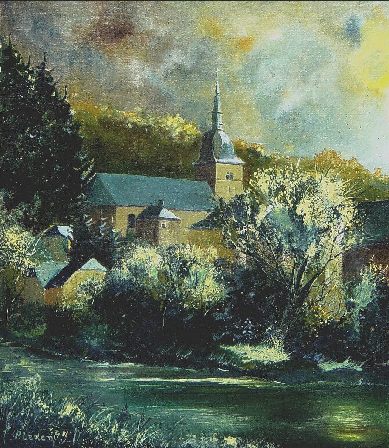 Chassepierre a village in my countryside Pol Ledent Dipinto originale in vendita