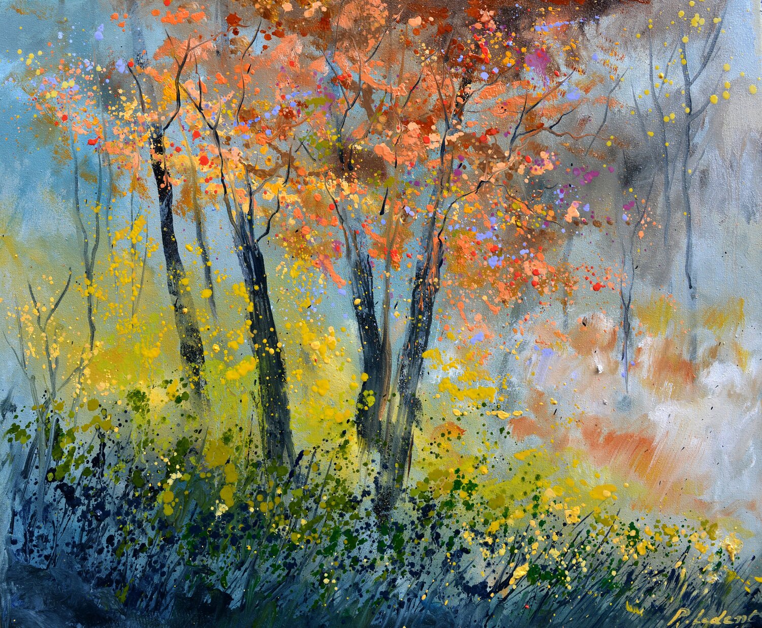 In the wood nearby in autumn Pol Ledent Originalgemälde zu verkaufen