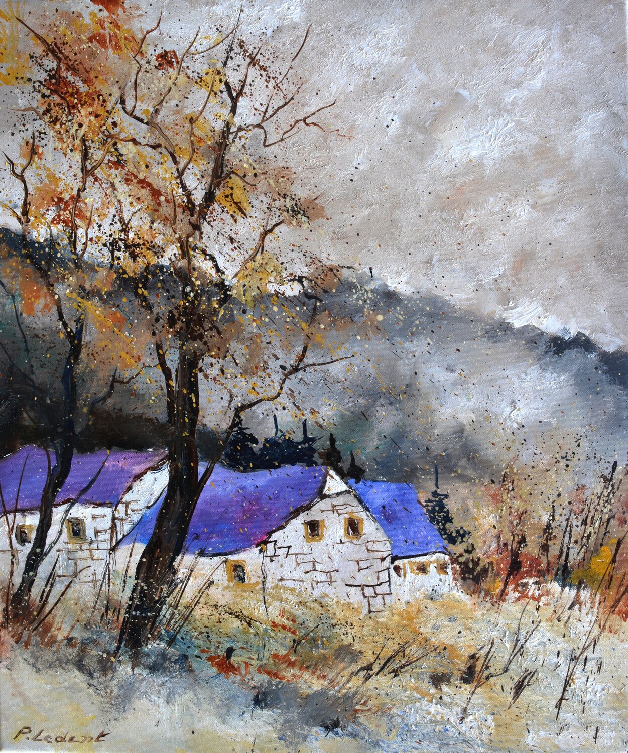 Old houses in winter  5626 Pol Ledent