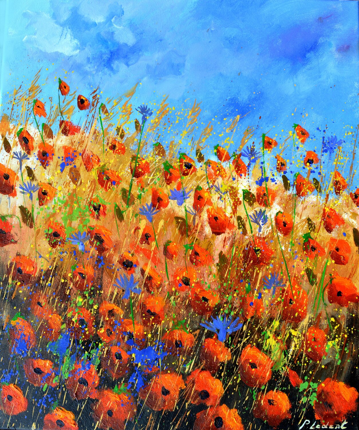 Red poppies Pol Ledent Originalgemälde zu verkaufen