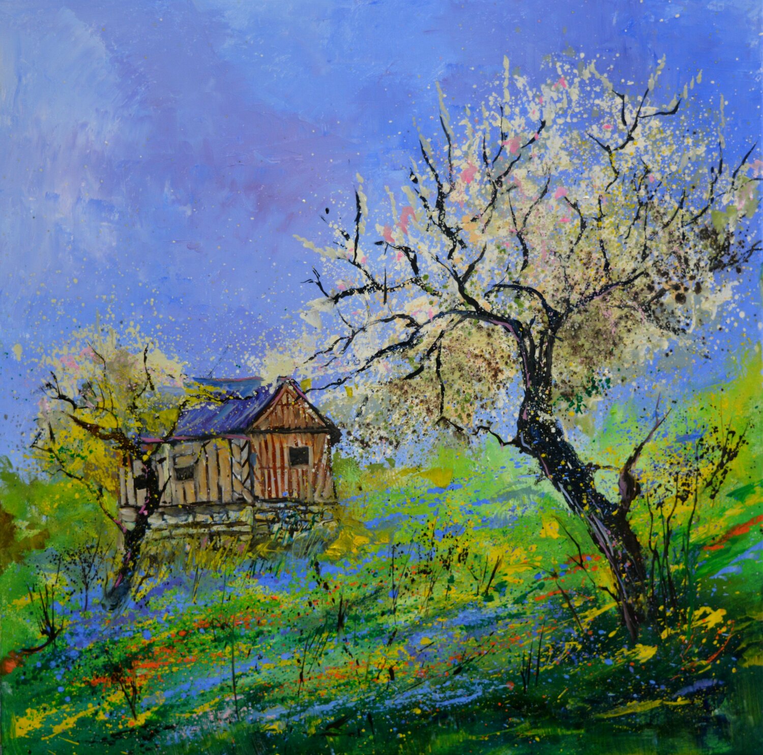 Printemps en Normandie France Pol Ledent Dipinto originale in vendita