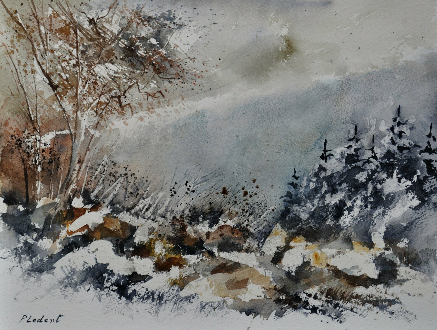 A few rocks - watercolor 011120 Pol Ledent