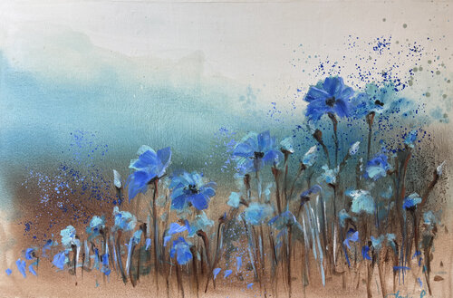 Amapoles azules di Claudia Lucini, Pittura in vendita su Singulart
