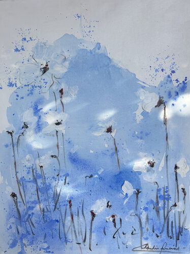 Amapolas azules van Claudia Lucini, Schilderij te koop op Singulart