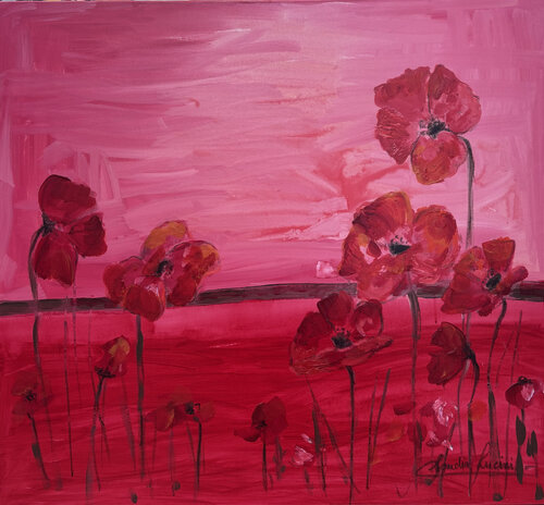 Amapolas Rojas 1 van Claudia Lucini, Schilderij te koop op Singulart