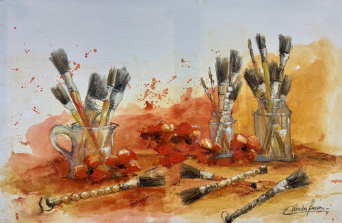 Amapolas y Pinceles von Claudia Lucini, Malerei kaufen auf Singulart