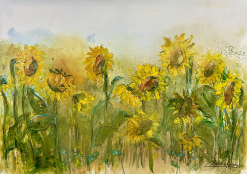 Girasoles di Claudia Lucini, Pittura in vendita su Singulart