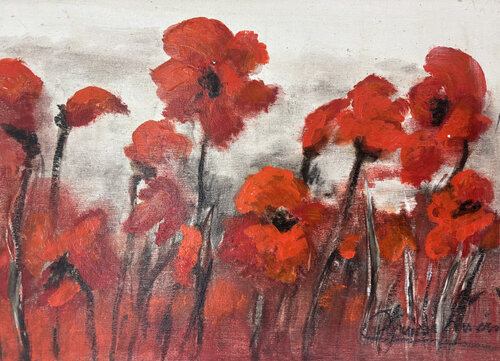 Amapolas Rojas by Claudia Lucini, Painting for Sale on Singulart