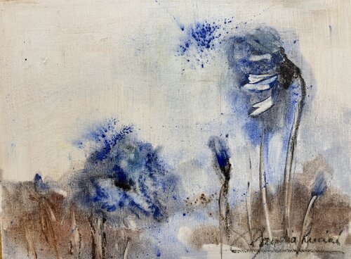 Amapoles azules van Claudia Lucini, Schilderij te koop op Singulart