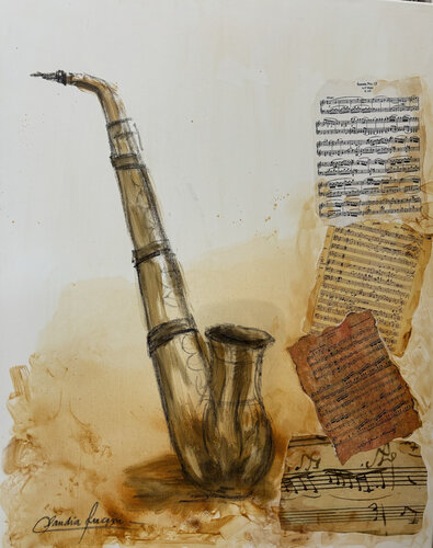 Amadeus Saxo Ocre par Claudia Lucini, Peinture en vente sur Singulart