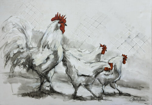 Gallo Acosador de Claudia Lucini, Pintura a la venta en Singulart