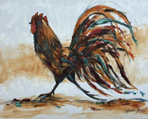 Riña de Gallos 2 de Claudia Lucini, Pintura a la venta en Singulart