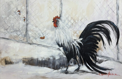 Gallo Nocturno de Claudia Lucini, Pintura a la venta en Singulart