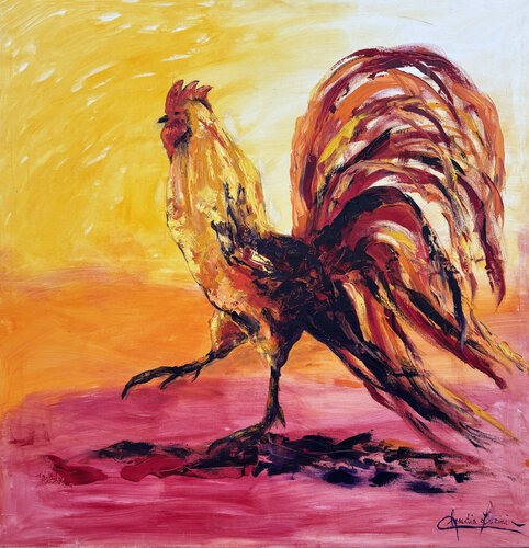 Gallo Fluo de Claudia Lucini, Pintura a la venta en Singulart