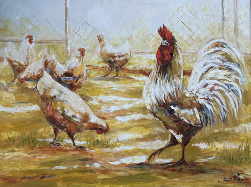 El Rey del Gallinero de Claudia Lucini, Pintura a la venta en Singulart