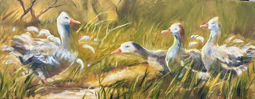 Gansos en el Sendero de Claudia Lucini, Pintura a la venta en Singulart
