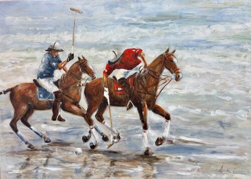 Polo en la Playa by Claudia Lucini, Painting for Sale on Singulart