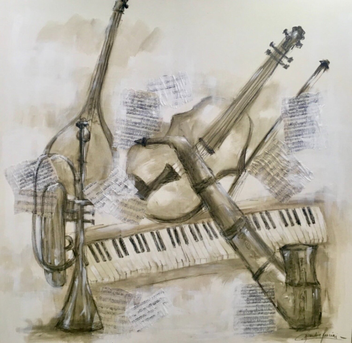 Amadeus Orchestra Claudia Lucini Peinture originale à vendre
